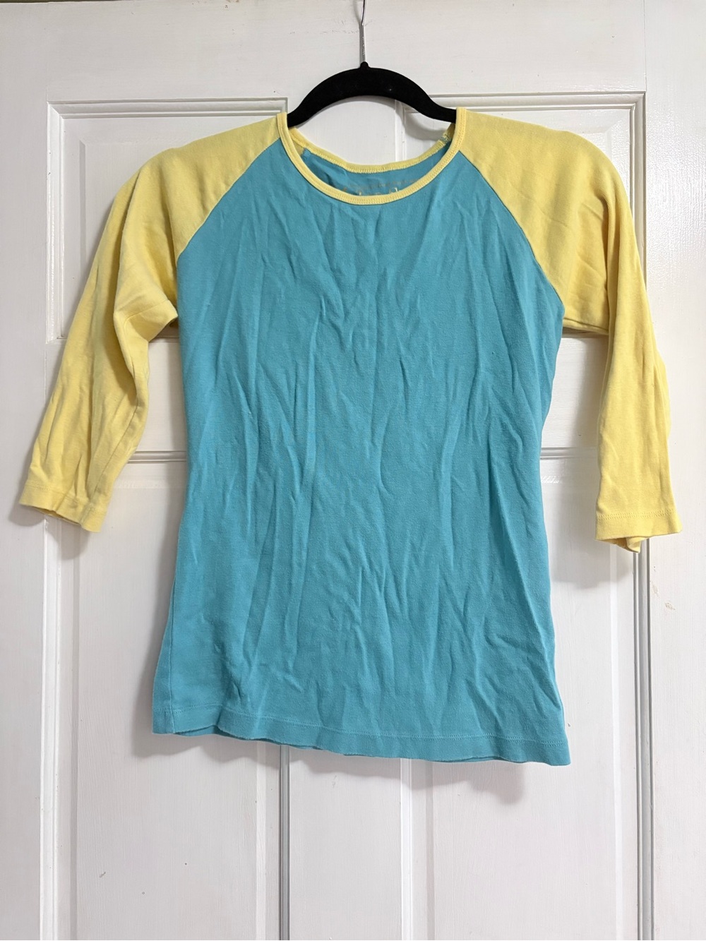 Kids Raglan Long Sleeve Tee in Aqua and Yellow